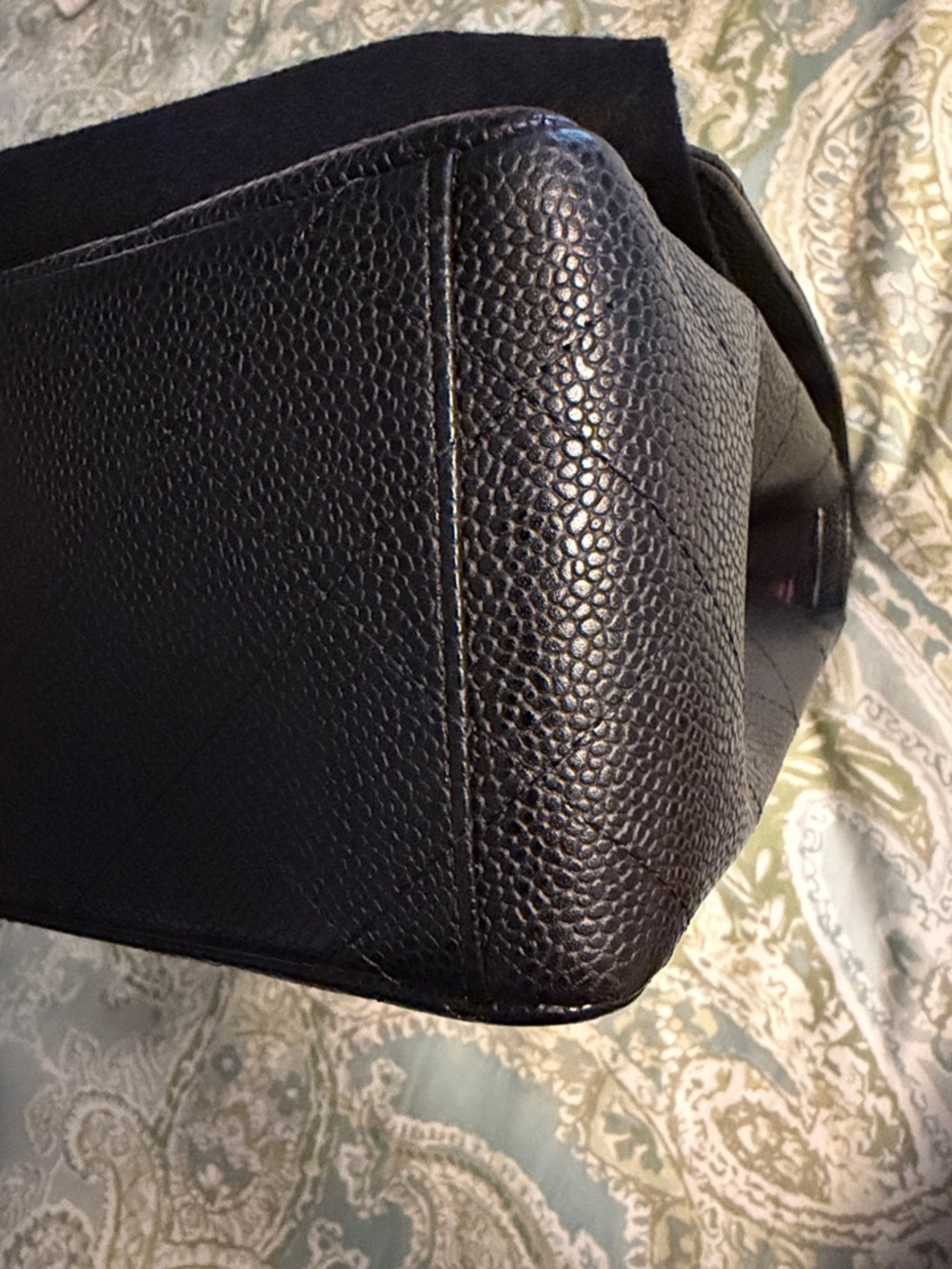 CHANEL Black Quilted Jumbo Leather Flap Shoulder Bag with Chain Strap- Caviar - Picture 13 of 16